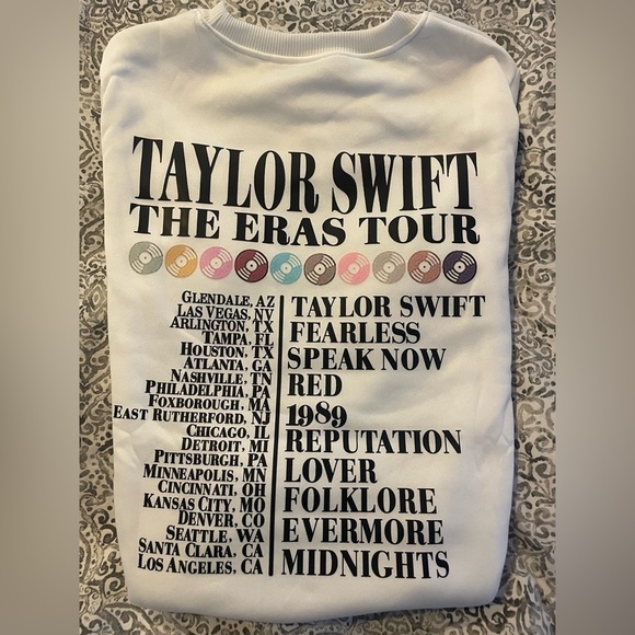 Women’s Music-Inspired Sweatshirt – The Eras Tour Design – Size S – White – NWT - Picture 9 of 13